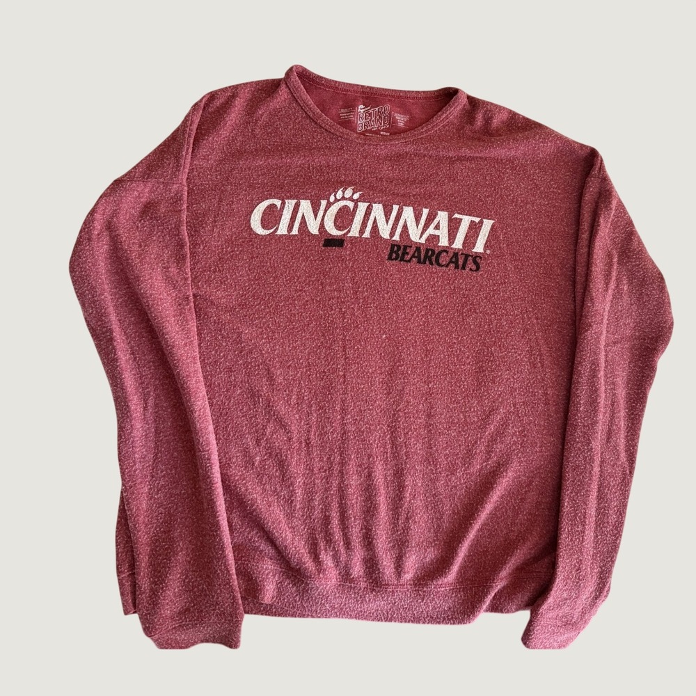 Retro Brand Cincinnati Bearcats T-Shirt Heathered Red Collegiate Pullover M